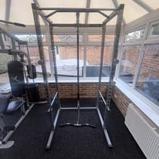 RYNO Adjustable Steel Power Rack with Pull Up Bar, Dip Station, and Cables