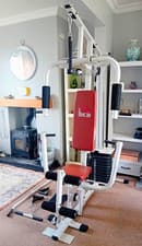 HOMCOM Adjustable Home Gym Multi-Gym Lat/Leg/Chest Stations White A91-134