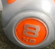 YORK 8kg Kettlebell Grey/Orange Ergonomic Handle Unisex Adult Gym Training
